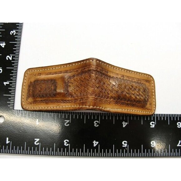 Leather Money Clip Textured Monogrammed "P.A.S." Credit Card Cash ID Holder - Picture 5 of 11